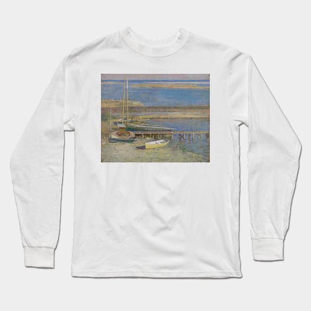 Boats at a Landing by Theodore Robinson Long Sleeve T-Shirt by Classic Art Stall